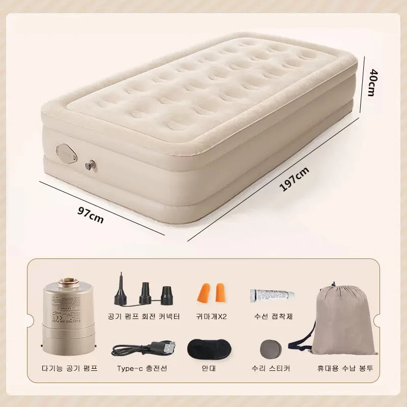 Interior Air Mattress Glamping Mats PVC Inflatable Sleeping Mattress Luxury 2 Person Camping Bed Mat Built-in Pump Thicken Mat