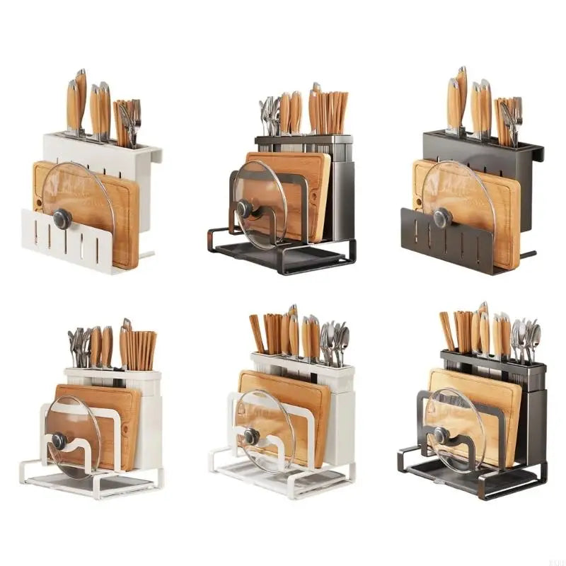 Carbon Steel Wall Mounted Kitchen Cutter Holder With Cutting Board Rack And Utensils Organizers For Small Space KXRE