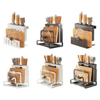 Carbon Steel Wall Mounted Kitchen Cutter Holder With Cutting Board Rack And Utensils Organizers For Small Space KXRE