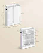 VASAGLE Bathroom chest of drawers Bathroom wardrobe Bathroom wardrobe Space Saving Sliding Doors Adjustable Flooring