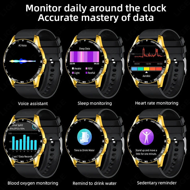 LIGE New Smartwatch Women Men 1.38-inch Smart Watch Message Notification iOS Android Smartwatches Fitness Bluetooth Call Watches