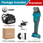 Kamolee M10 100MM 18500RPM Brushless Cordless Angle Grinder 3 Speed Cutting Power Tools Apply to 18V 21V Battery