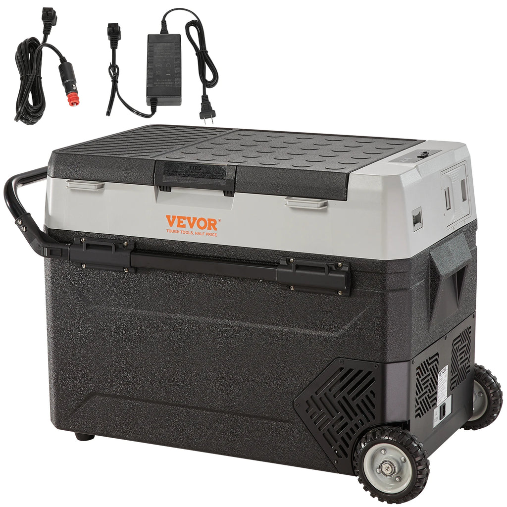 VEVOR 35L/45L/55L Portable Foldable Handle Car Refrigerator with Wheel Compressor Freezer for Camping Picnics Car Home Traval
