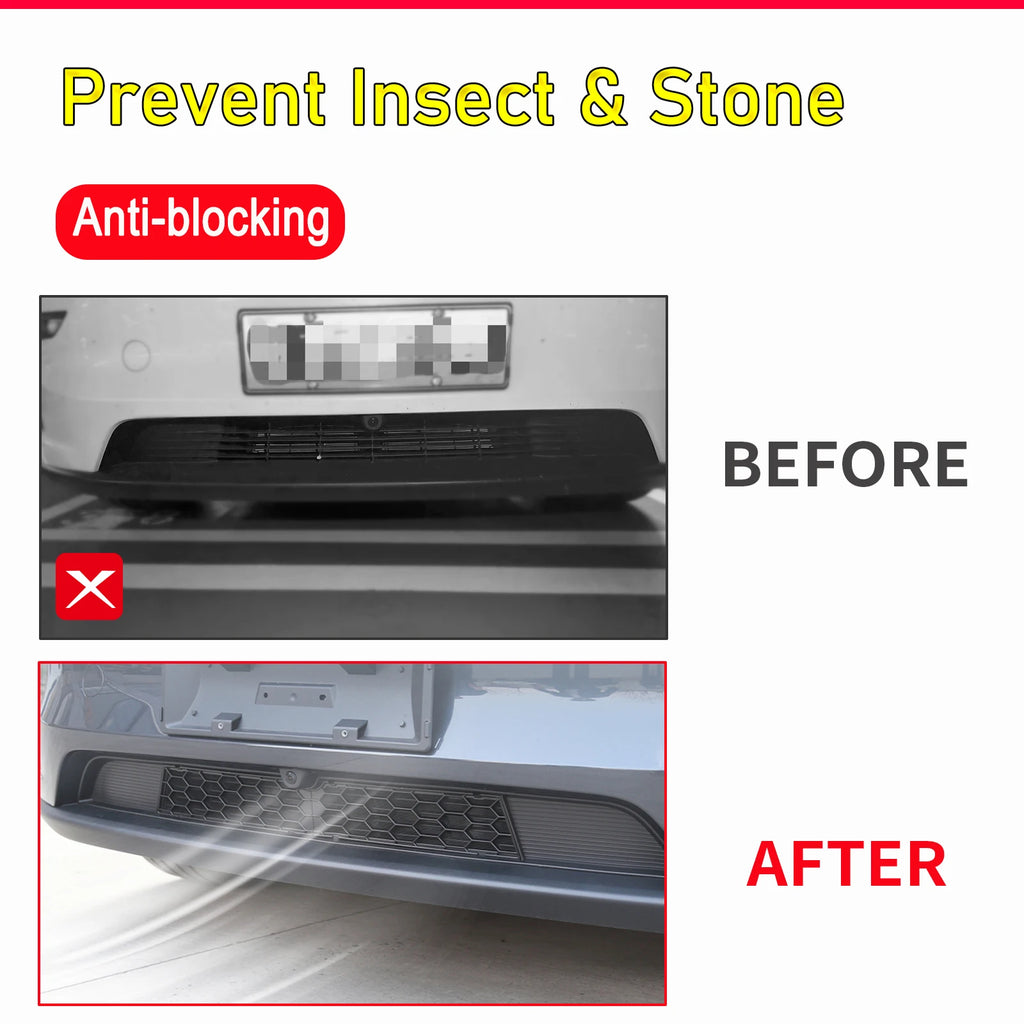 For Tesla Model 3 Y Juniper 2025-2021 Lower Bumper Anti Insect Net Anti-dustproof Air Vent Grille Cover Insect-proof Front Inlet