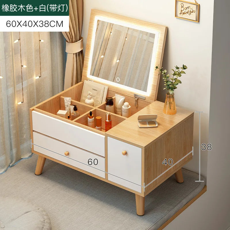 Dressing table Desk Small apartment ins style household bedroom Simple bay window Dresser Integrated cabinet Makeup table