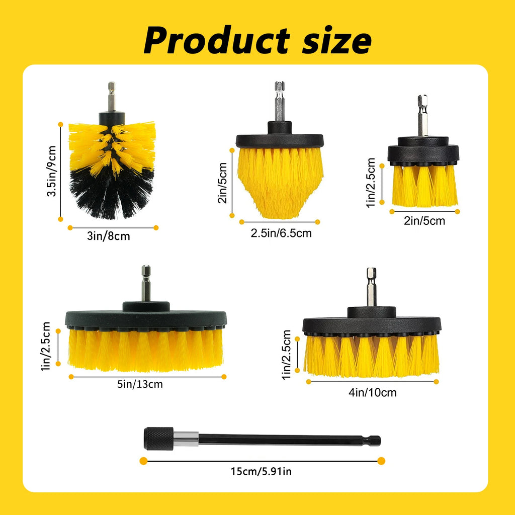Electric Scrubber Grill Brush Kit 2/3.5/4'' Power Cleaning Brush for Car Bathroom Floor, Tub Shower Grout Nylon Attachments