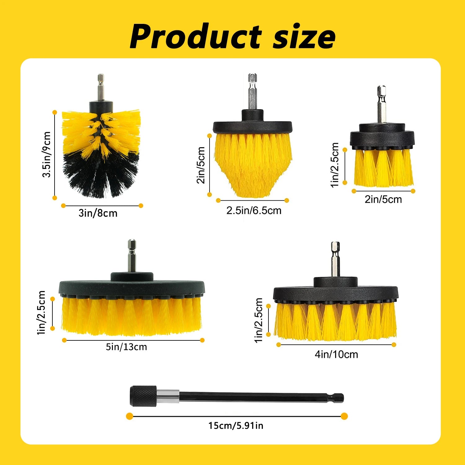 Electric Scrubber Grill Brush Kit 2/3.5/4'' Power Cleaning Brush for Car Bathroom Floor, Tub Shower Grout Nylon Attachments