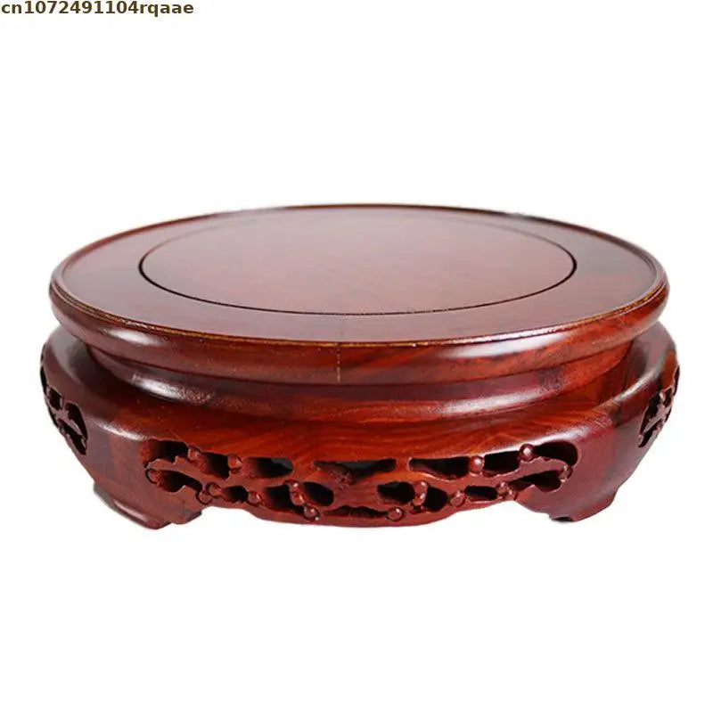 High Quality Miniature Wooden Round Base Figurines Vase Flower Pot Sorting Table Display Stand Tea Sets Pedestal Plant Shelves