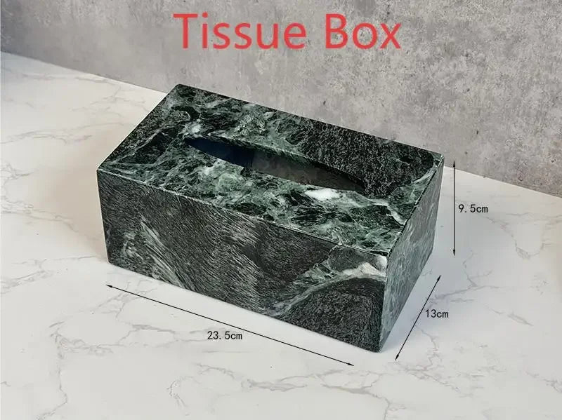 Luxury Marble Bath Set: Shampoo Bottles, Tray & Canister Organizer, Natural Stone Accessories for Home & Hotel Bathroom Decor