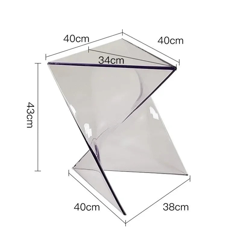 Acrylic Living Room Transparent Geometric Coffee Table Small Unit Minimalist Bedside Table Designer Lightning Corner Table