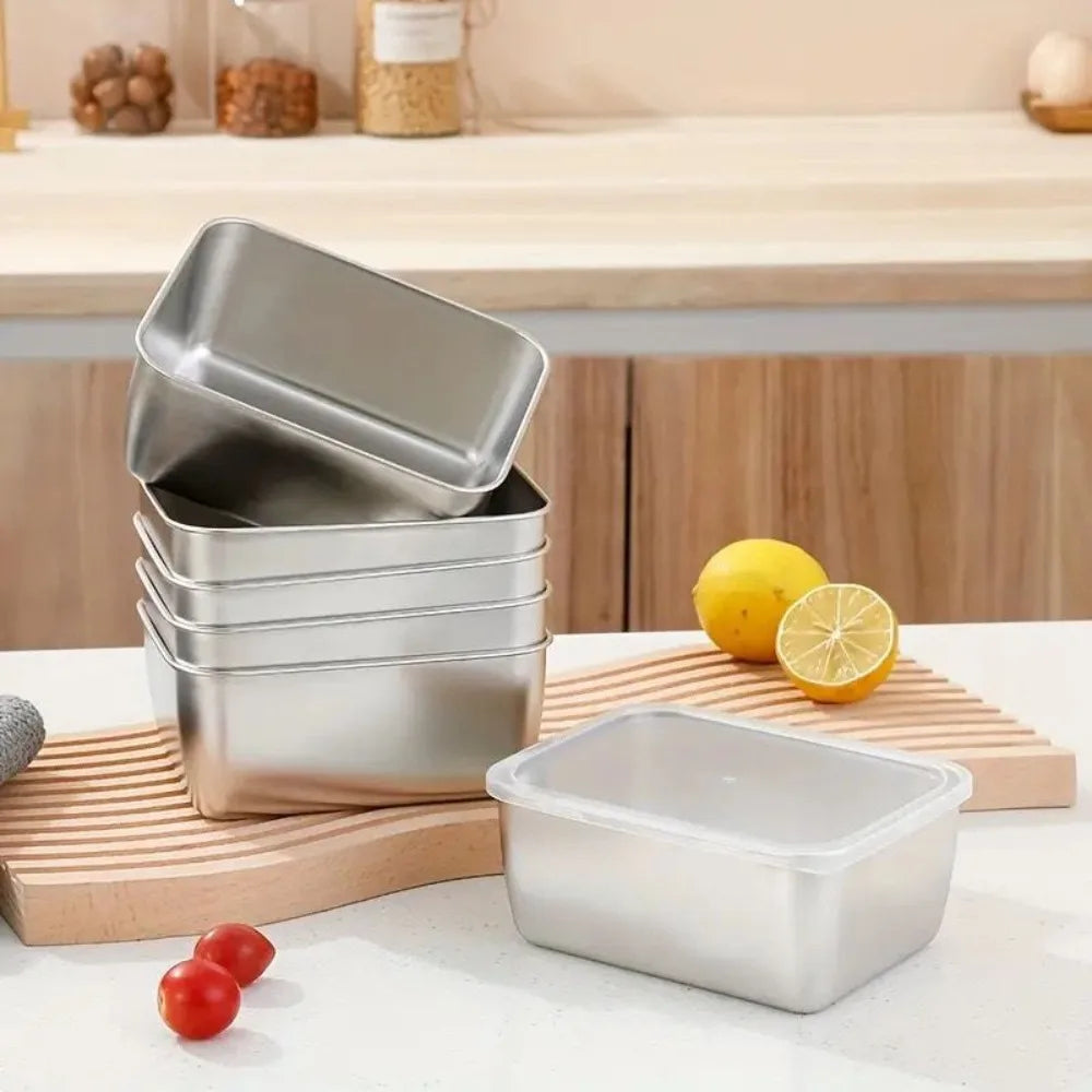6Pcs Stainless Steel Food Containers, Kitchen Tools & Accessories, Kitchen Items Leakproof Stackable for Camping Picnic