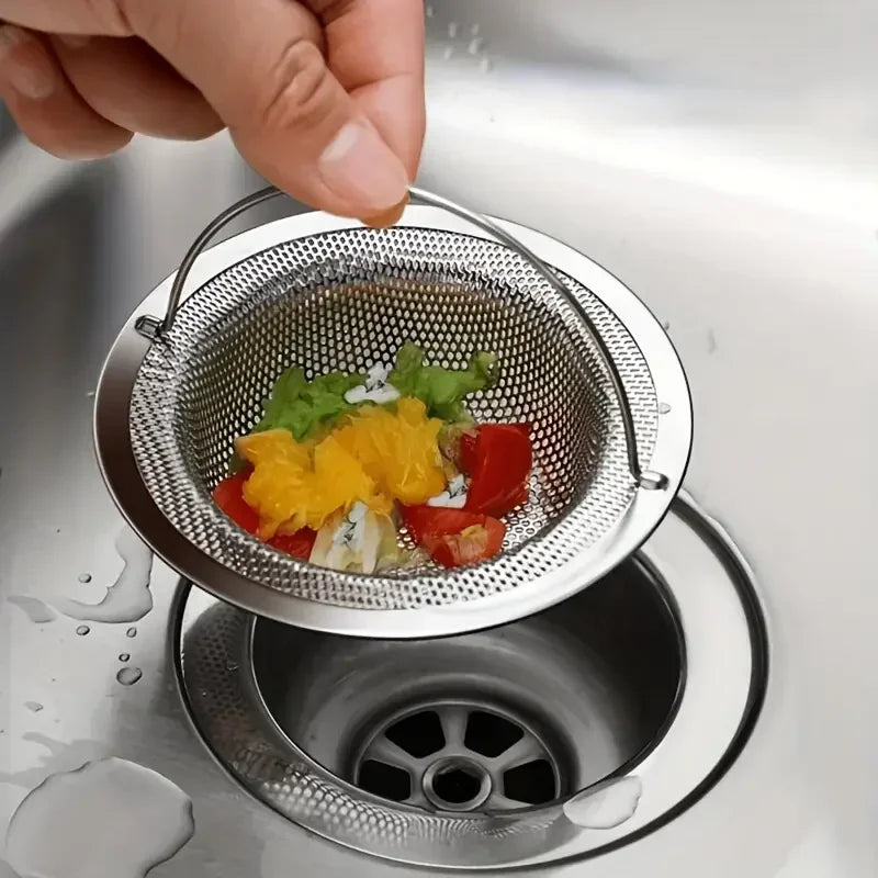 1/20pcs Kitchen Sink Strainer With Handle & Stopper Replacement Drain Basket Stainless Steel Mesh Filter Waste Hole