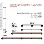 70.8 Inch Industrial Pipe Clothing Rack Wall Mounted Clothes Rail Garment Hanging Bar Rod Display Rack Closet Storage