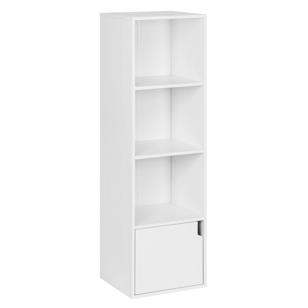 Bookcase with 4 Compartments 1 Door Standing Cube Storage Bookshelf for Living Room Bedroom Office Household