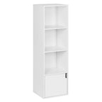 Bookcase with 4 Compartments 1 Door Standing Cube Storage Bookshelf for Living Room Bedroom Office Household