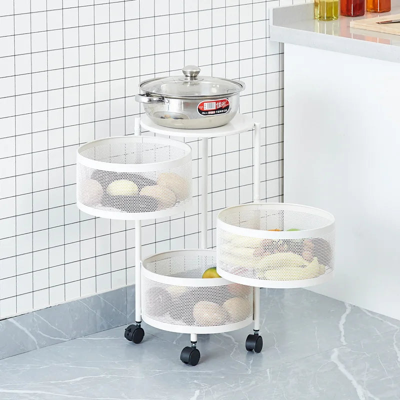 Kitchen Rotating Storage Rack Floor To Ceiling Multi-layer Fruit Storage Rack Living Room Snack Basket Storage Rack
