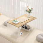 Log Style Sofa Table, Long Table for Living Room, Tea Room, and Reception Room, Acrylic + Wood, Tea Table Center Table