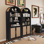 71" Tall Arched Bookcase with Storage, Modern 6-Tier Arched Cabinet with Door,Arched Bookshelf Cabinet with Open Display Storage