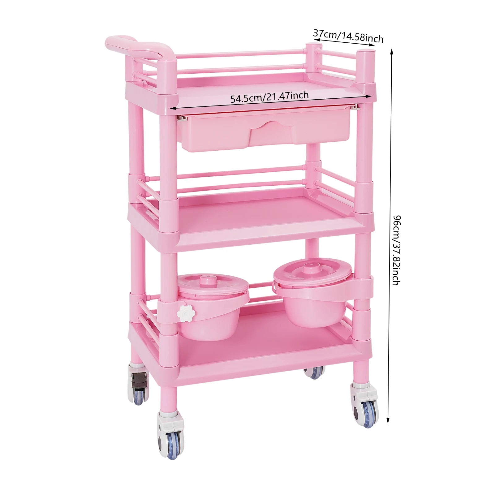 3-Tier Salon Storage Cart Movable Beauty Organizer 176 Lbs Load Utility Cart with Universal Wheels