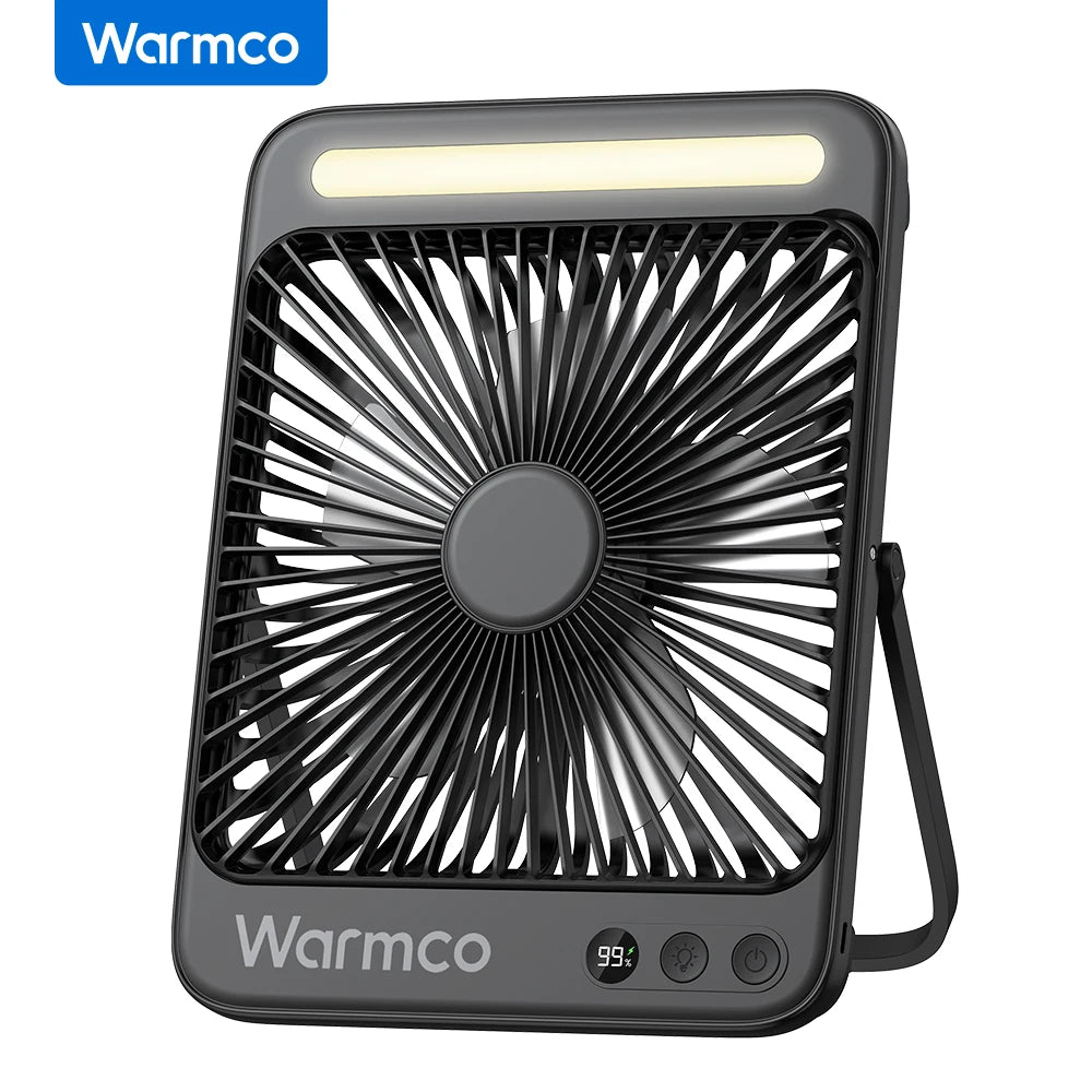 Warmco D4 Portable Desk Fan Rechargeable 20000mAh Camping Fan with Lig