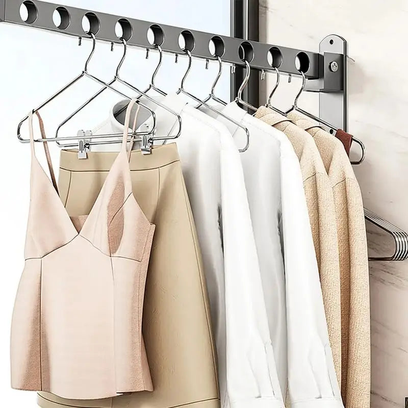 Wall Mounted Wall-Mounted Clothes Hanger New Closet Durable Couple Stainless steel Folding Retractable Hook Home