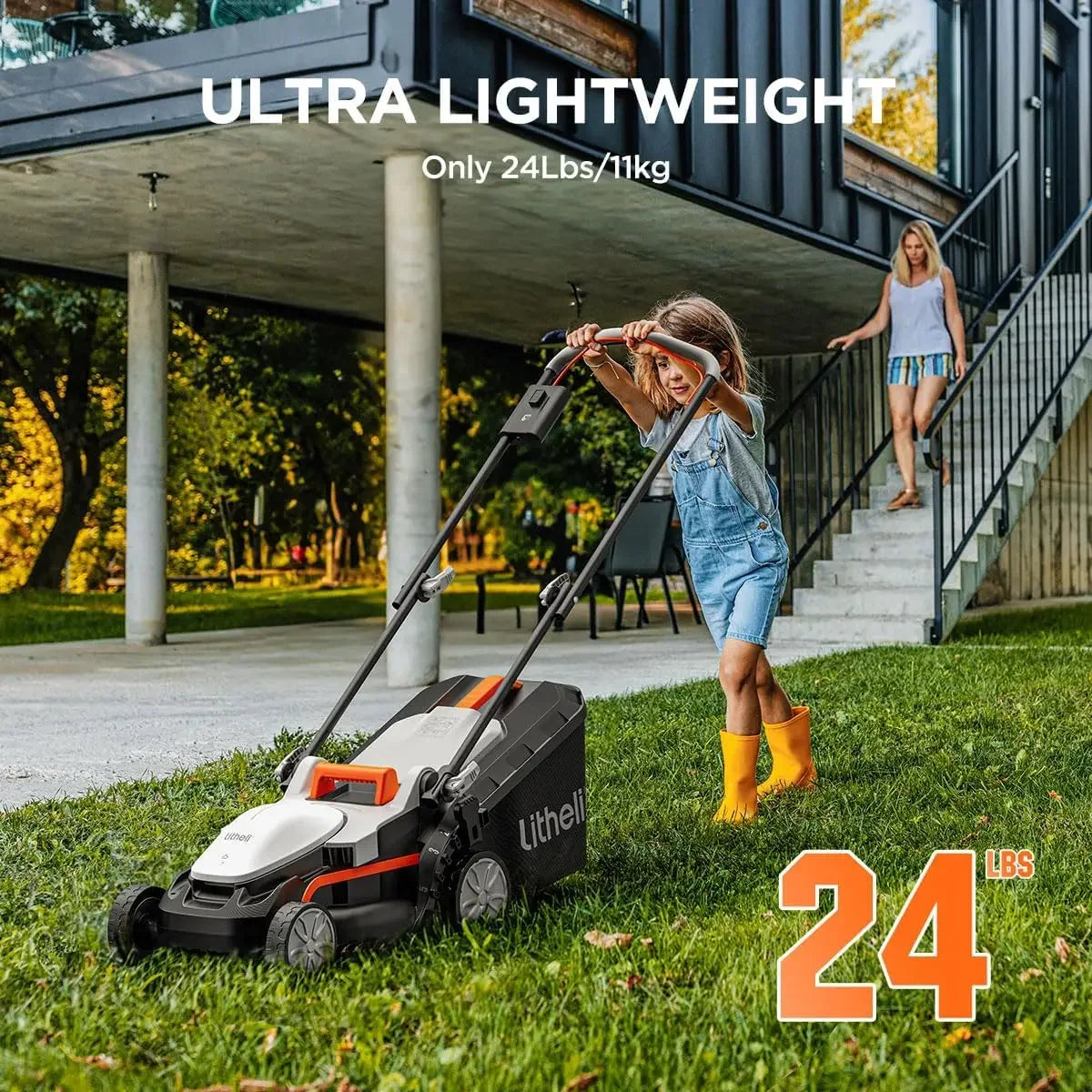 Cordless Lawn Mower 13 Inch, U20 Handy+ 20V Electric Lawn Mowers for Garden,5 Heights Adjustment,4.0Ah Portable Battery Included