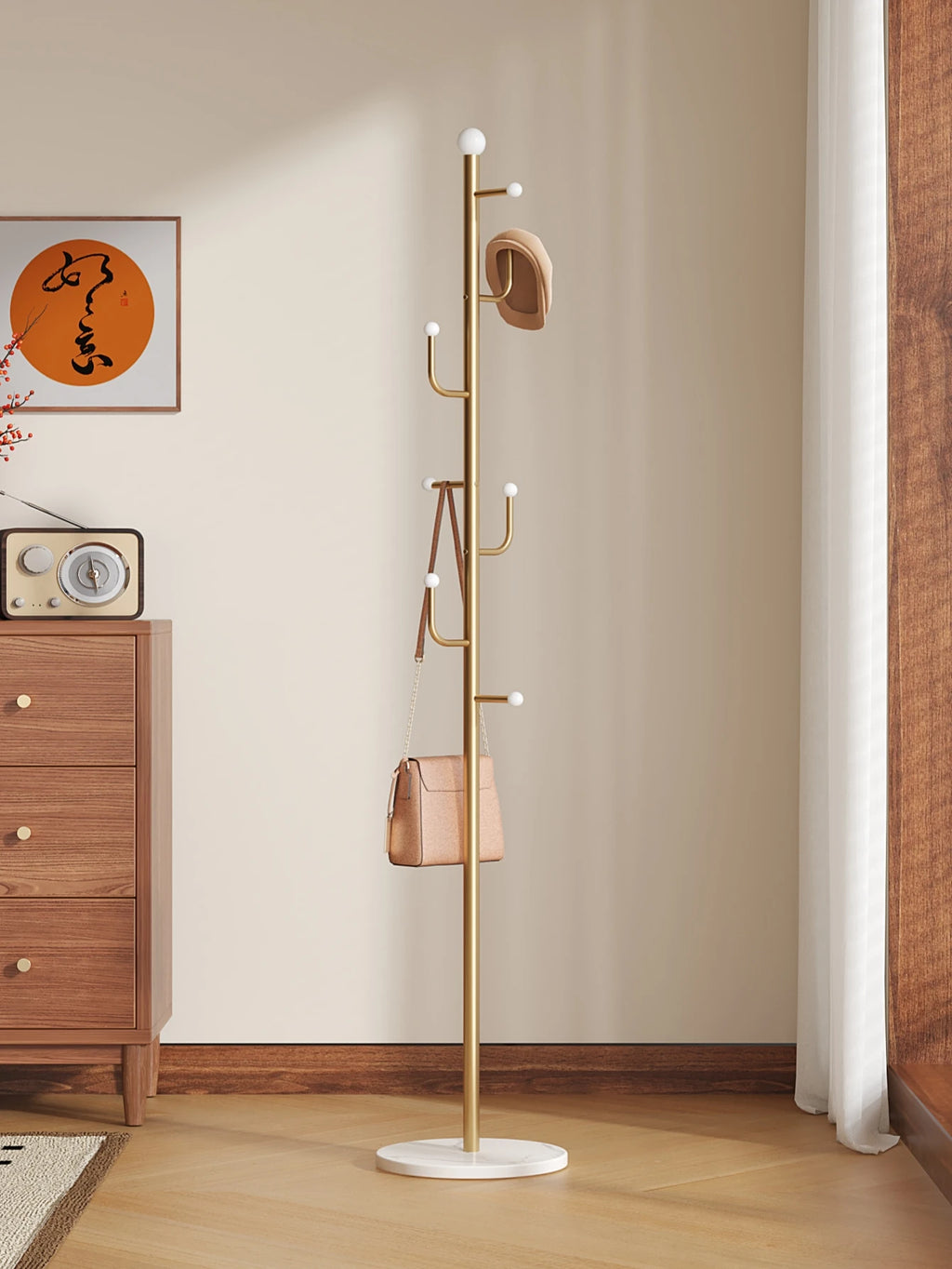 Medieval Windbreaker Hat Rack Floor-Standing Room Bedroom Home Simple Ins Living Room Clothes Hanger Storage Coat Rack