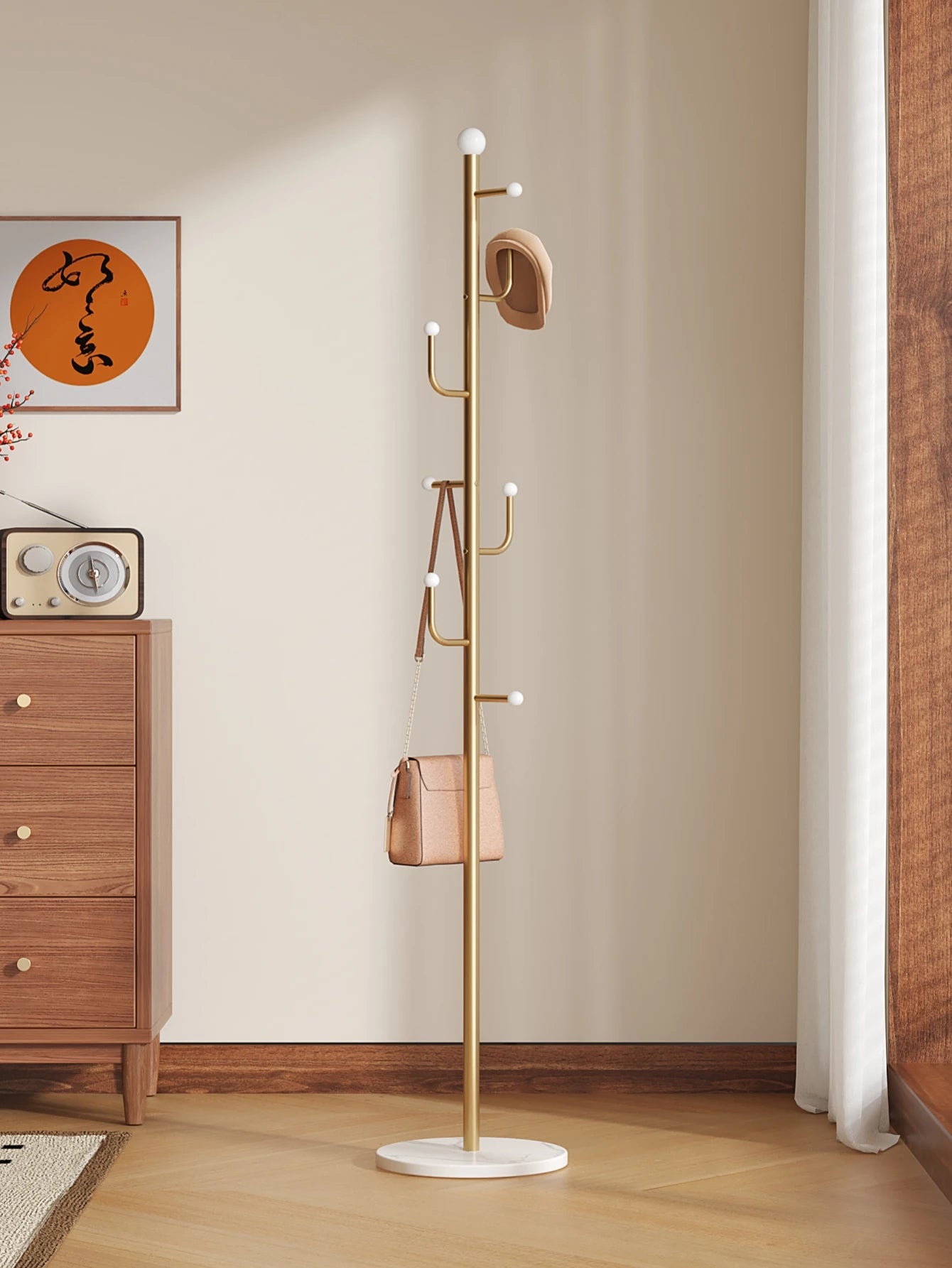 Medieval Windbreaker Hat Rack Floor-Standing Room Bedroom Home Simple Ins Living Room Clothes Hanger Storage Coat Rack