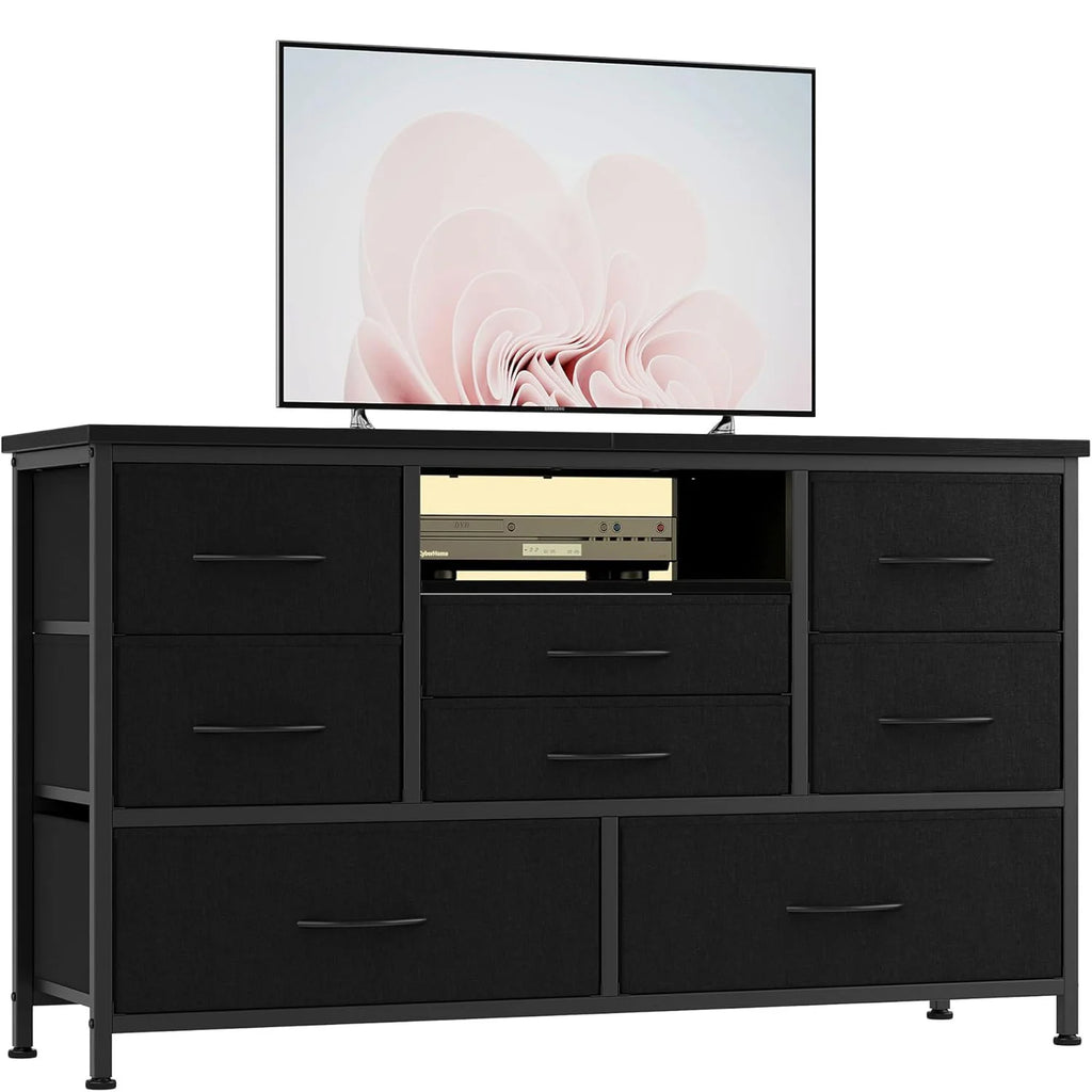 8-Drawer Chest of Drawers Dresser TV Console Furniture with LED light Charging Station, TV Stand Cabinet for Living Room Bedroom