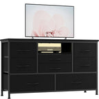8-Drawer Chest of Drawers Dresser TV Console Furniture with LED light Charging Station, TV Stand Cabinet for Living Room Bedroom