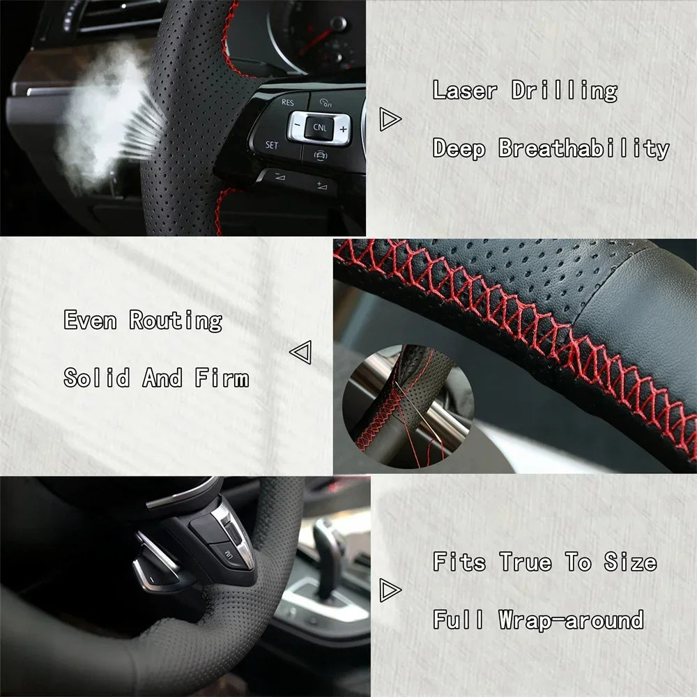 Car Steering Wheel Braid Cover Carbon Fiber Leather For Volkswagen VW Golf 7 Mk7 New Polo Jetta B8 Avant Car Interior