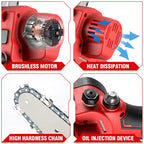 ONEVAN 8Inch Brushless Electric Chainsaw 4500W Cordless Electric Saw Rechargeable Woodworking Tool For Makita 18V Battery Pin