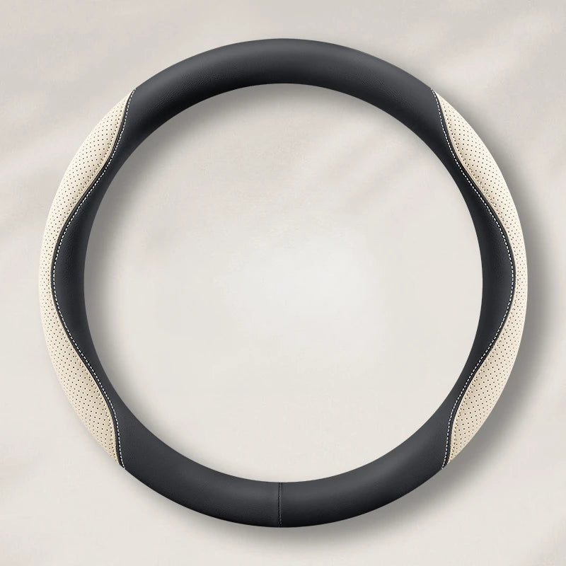 PU Leather and Mesh Car Steering Wheel Cover, Comfortable and Breathable, Keeps Cool in Summer and Warm in Winter