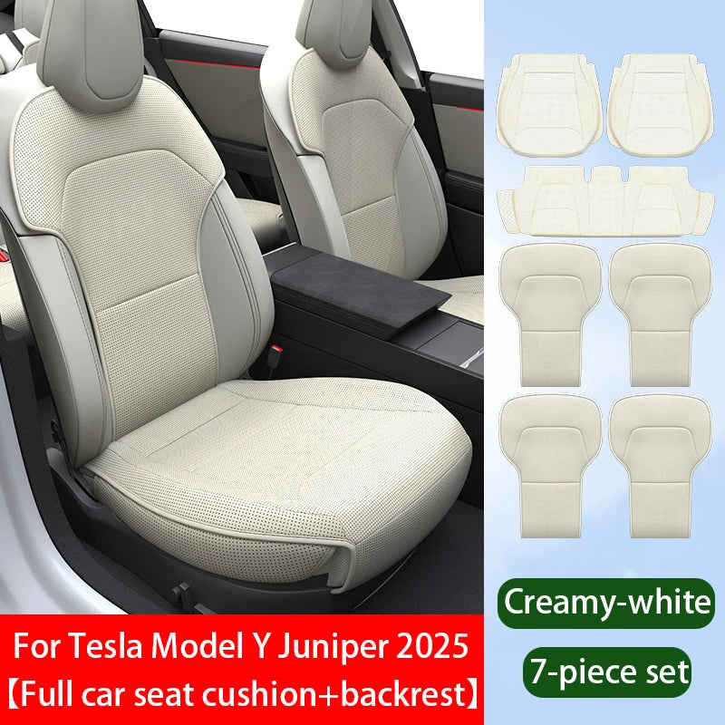 Car Seat Mats For Tesla Model Y Juniper 2025 Breathable All Season Back Seat Pad Protector Covers Nappaleather Cushion Accessori