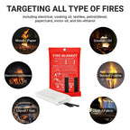 4 Size Square Fire Blankets Fiberglass Retardant Fire Suppression Emergency Survival Kit for People Home Car Kitchen Safety