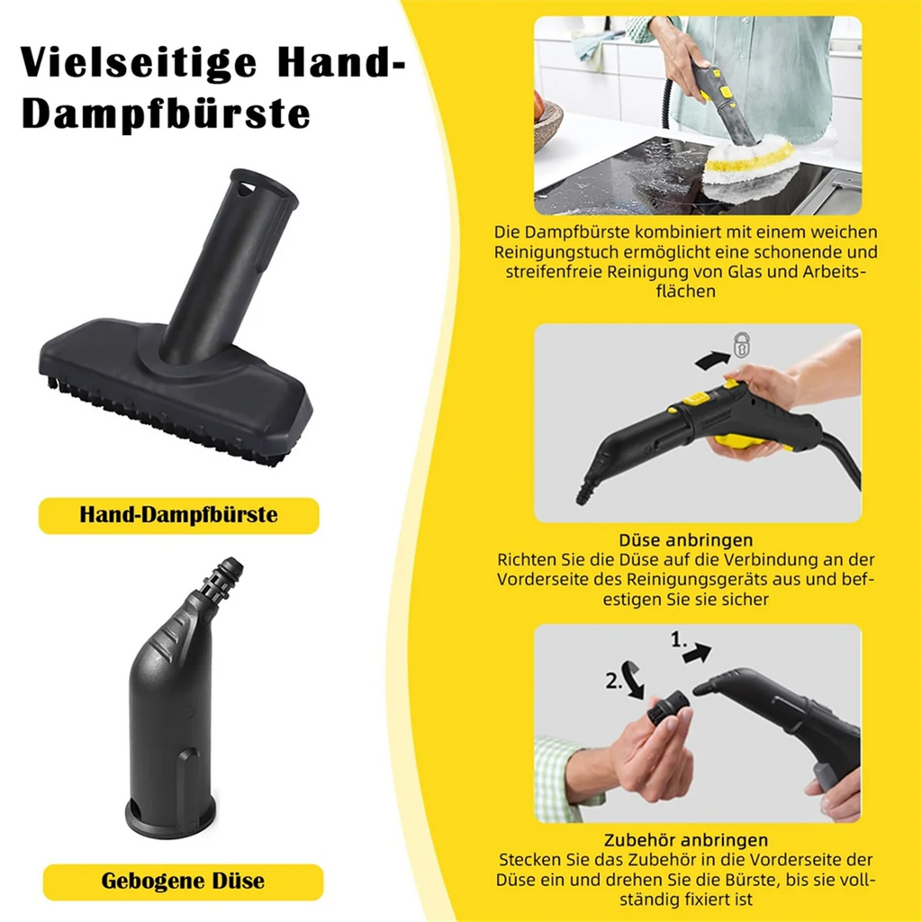 A66T 10-Piece Accessory Set for Karcher Steam Cleaners SC1, SC2, SC3, SC4, SC5 - Includes Nozzles, Brushes, and Cloths