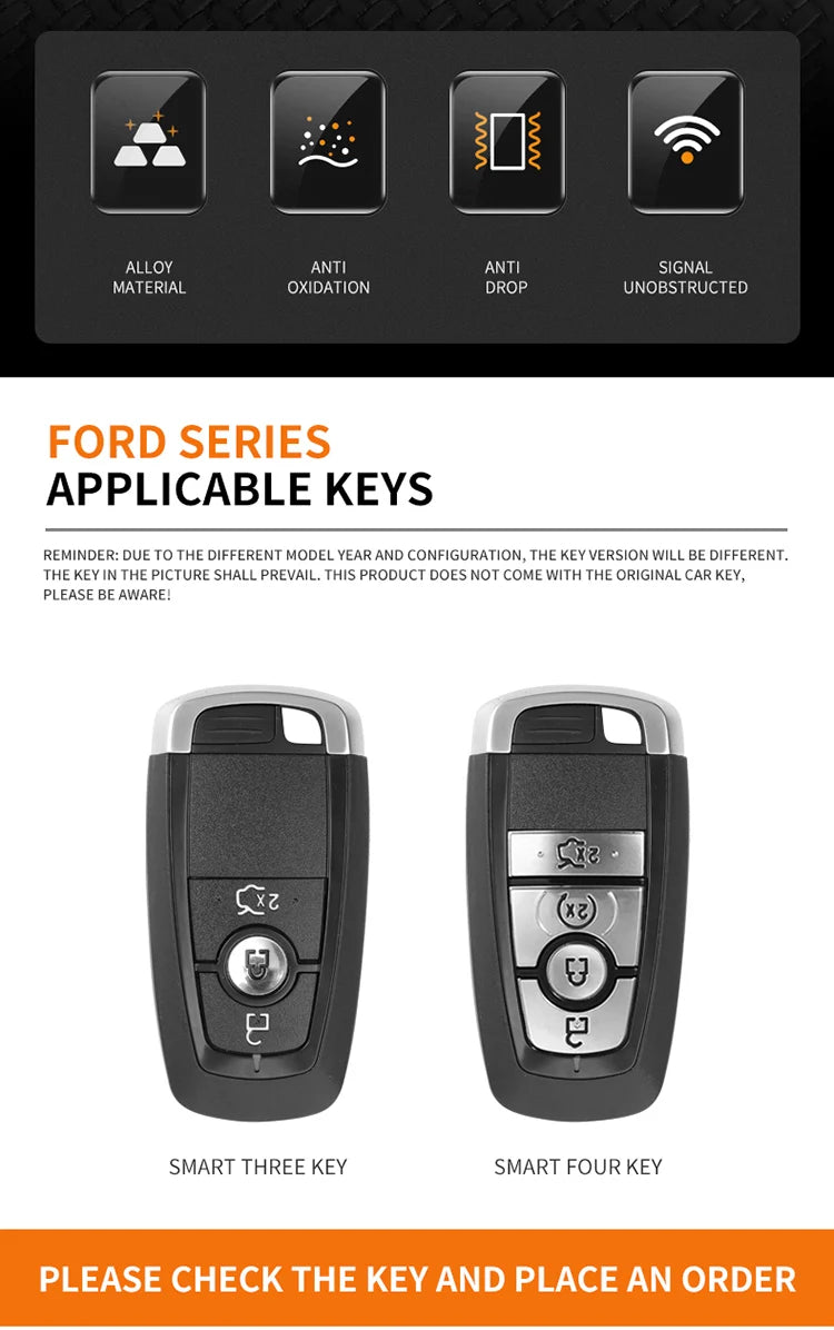 Zinc alloy Car Smart Key Case Cover Protector Shell Fob For Ford Fusion Mondeo Mustang Edge Expedition EXplorer F-150 F-250 F-35