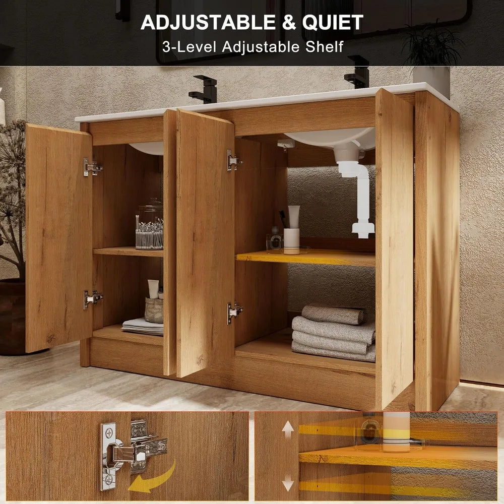 48" Bathroom Vanities with Sink Combo, Modern Freestanding Cabinet with Undermount Basin, Soft Closing Doors, Adjustable Storage