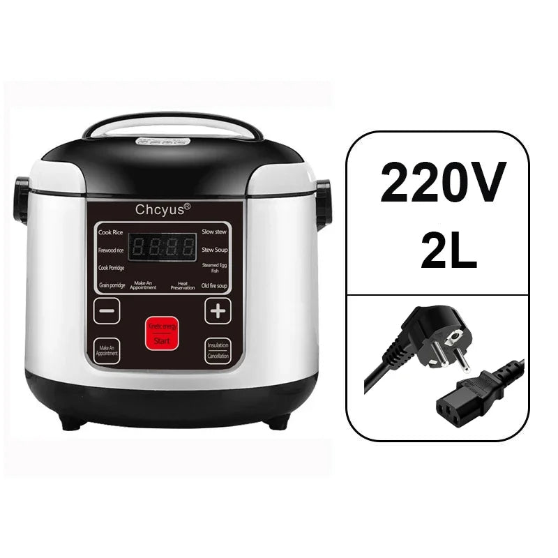 12V 24V 220V Mini Rice Cooker Car Truck Soup Porridge Cooking Machine Food Steamer Heating Lunch Box Meal Heater Warmer 2L