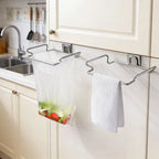 Stainless Steel Kitchen Garbage Bag Rack Cabinet Door Wardrobe Kitchen Rubbish Storage Bag Hook Closet Door Garbage Bag Rack