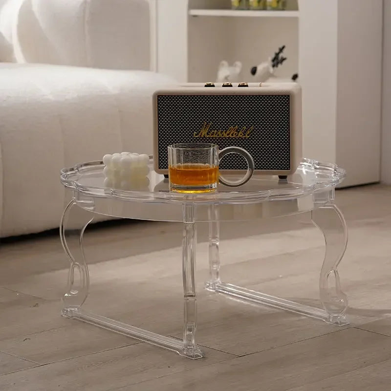 Furniture Nordic, Coffee Table, Simple, Home, Small Round Table, Balcony, Designer, Acrylic, Transparent, Round, Living Room, Co