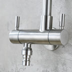 Wall Mounted Kitchen Faucet Stainless Steel Cold Water Tap Quick Open Balcony Laundry Pool Tap with Sprayer Bidet Shower Nozzle