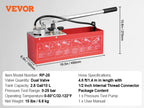 VEVOR Hydrostatic Test Pump Max 25bar Single/Dual Valve 1.4/2.8 Gal Tank Hydraulic Manual Water Pressure Tester Kit for Pipeline
