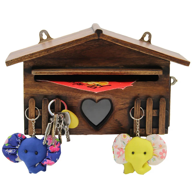 Outdoor Wooden Post Box Letter Mailbox Lockable Wall Mounted Mailbox Secure Letterbox Suggestion Box Garden Decoration