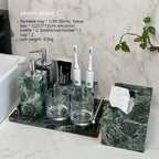 Luxury Marble Bath Set: Shampoo Bottles, Tray & Canister Organizer, Natural Stone Accessories for Home & Hotel Bathroom Decor