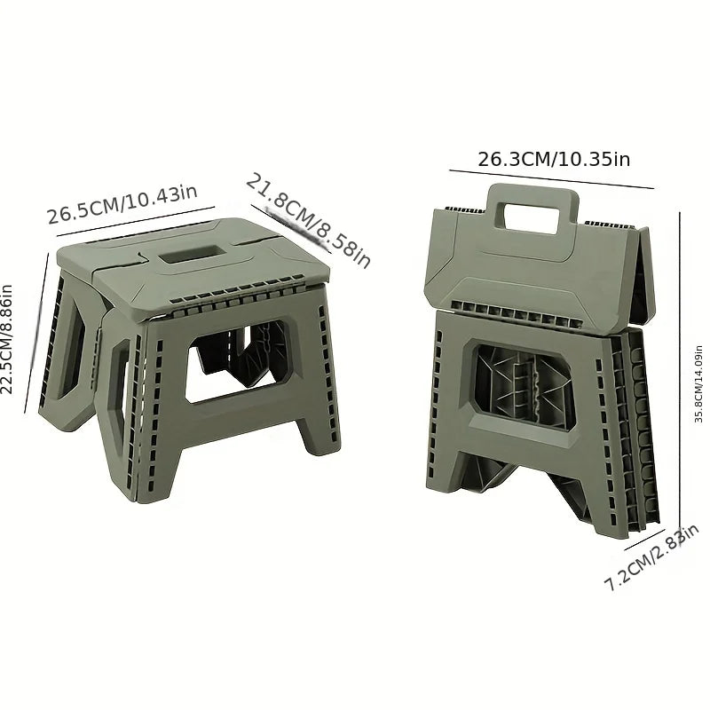 Heavy-Duty Thickened Portable Folding Stool with Handle - 1 Pack Square Plastic Collapsible Stool for Indoor, Gatherings, Picnic