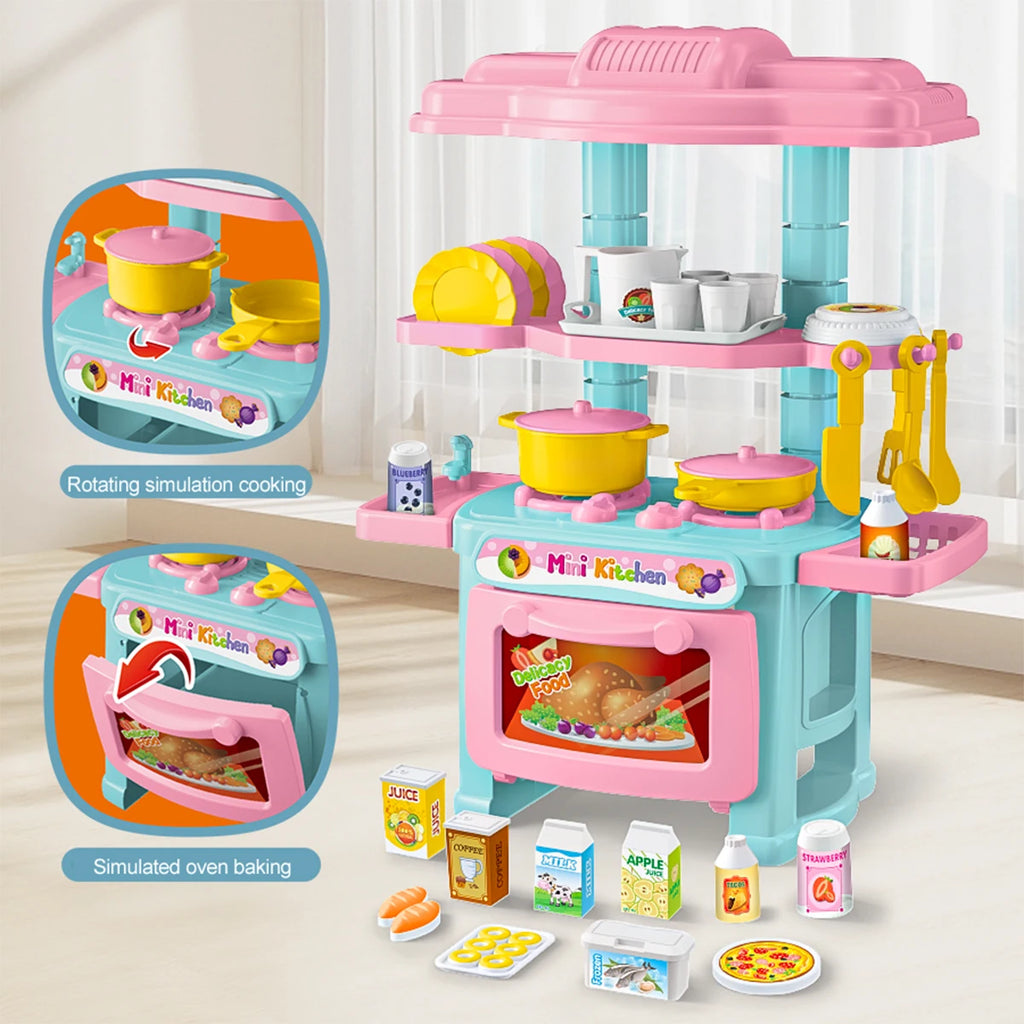 Mini Kitchen Play Set For Kids, Cooking Food Model Simulation Kitchenware Utensils Set Educational Gifts for Boys Girls
