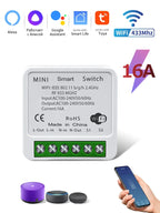 Tuya WiFi Smart Switch 16A 20A 100-240V Relay Controller RF433Mhz Wireless Remote Control Mini Round Panel Switch For LED Lamp