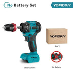 YOFIDRA 2 in1 Brushless Electric Screwdriver Hammer Cordless Drill Impact Multifunctional Power Tool For Makita 18V Battery Pin