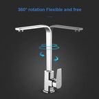 Black/Silver 360° Rotation Copper Alloy Kitchen Sink Hot Cold Taps Kitchen Faucet Deck Mounted Mixer Tap